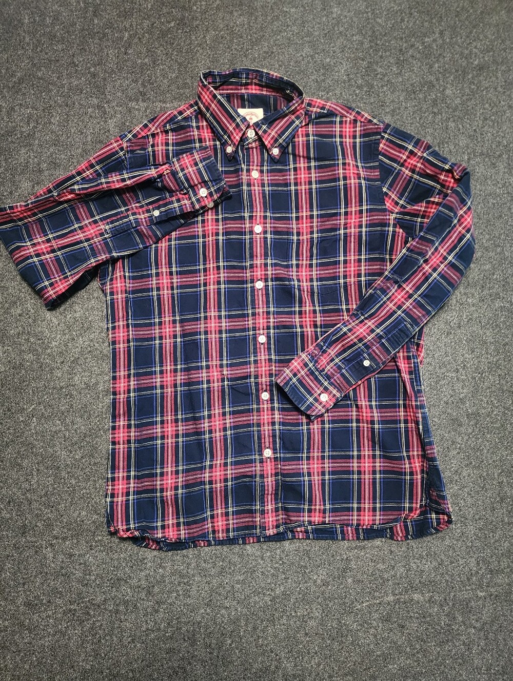 Brooks Brothers Red Fleece Navy and Red Plaid Button-Down Shirt - Classic Plaid